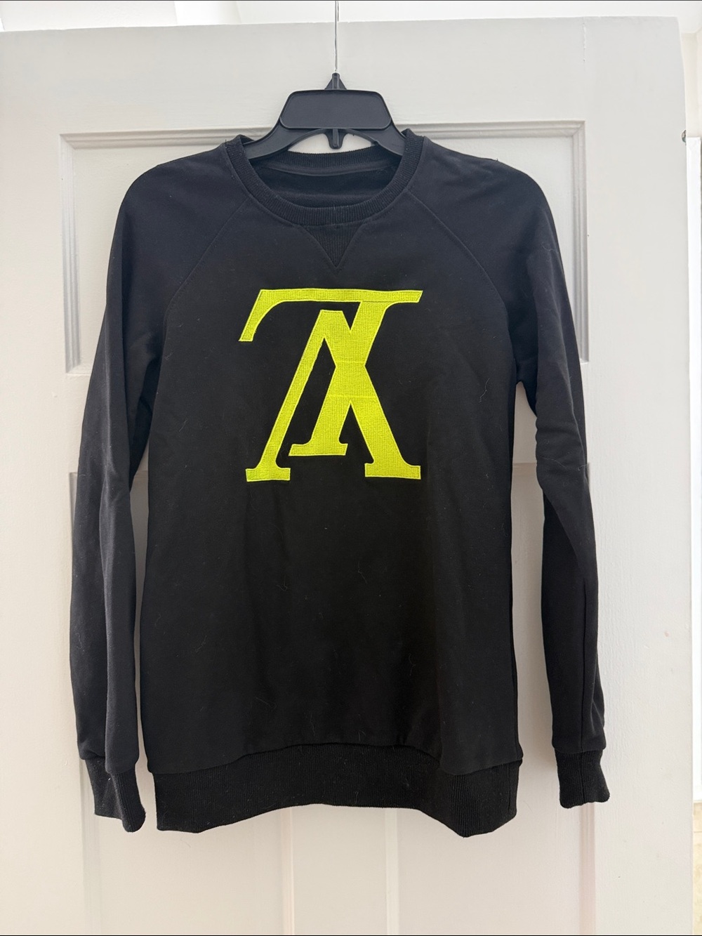 Black Men's Sweatshirt with Neon Yellow Logo
